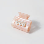Pearl Accent Marble Hair Claw Clip - Light Pink