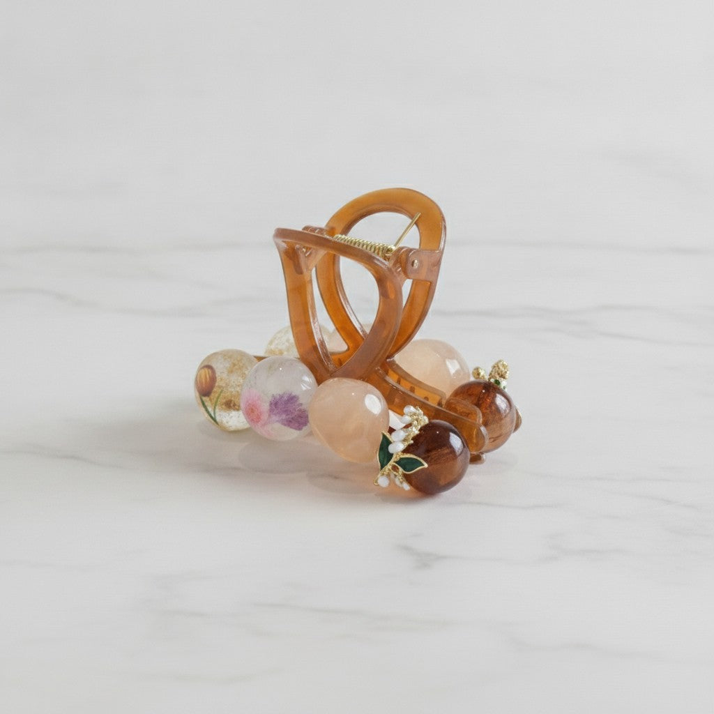 Tortoiseshell Hair Claw With Flower Charms