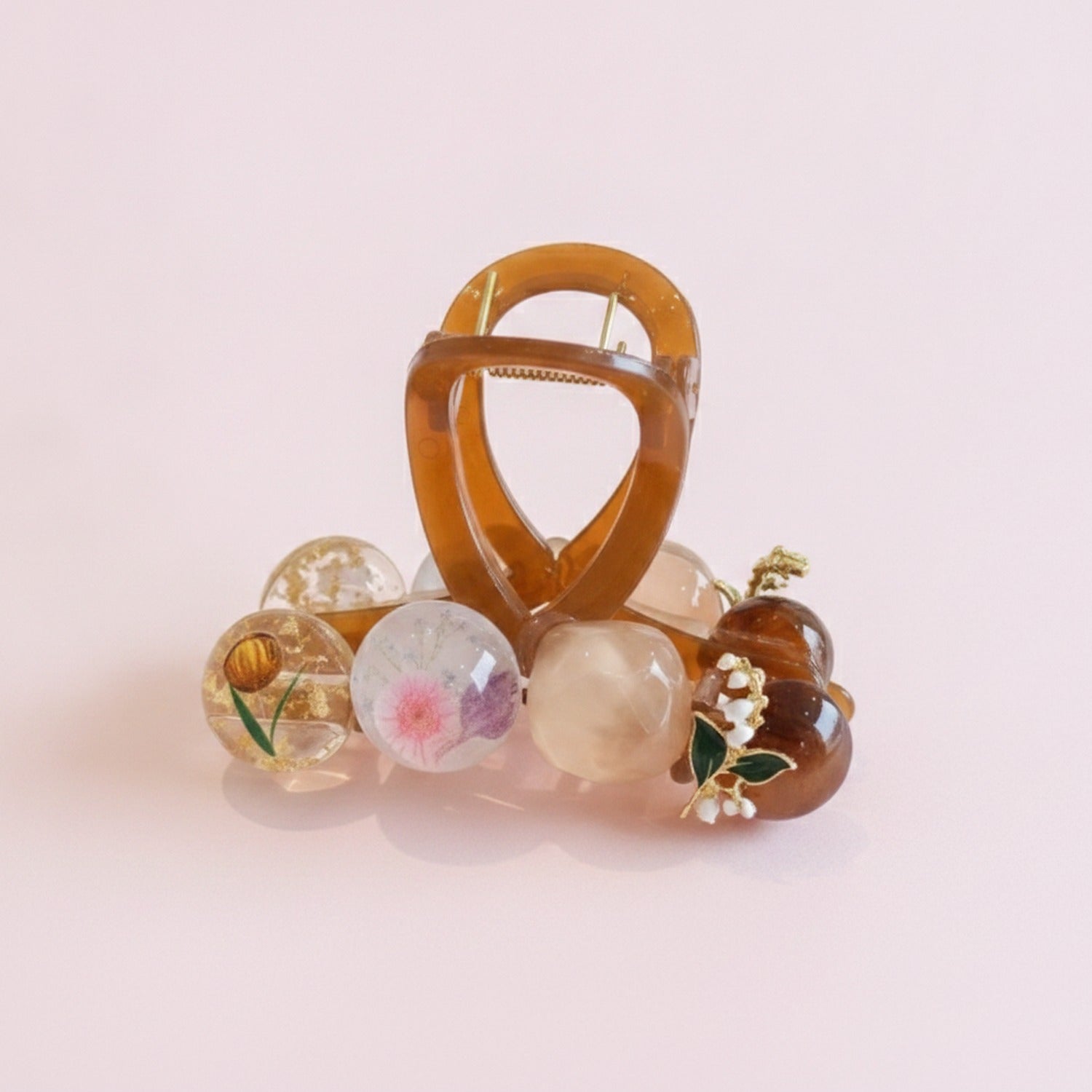 Tortoiseshell Hair Claw With Flower Charms