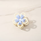 Pearl Beaded Flower Hair Claw - Blue #5