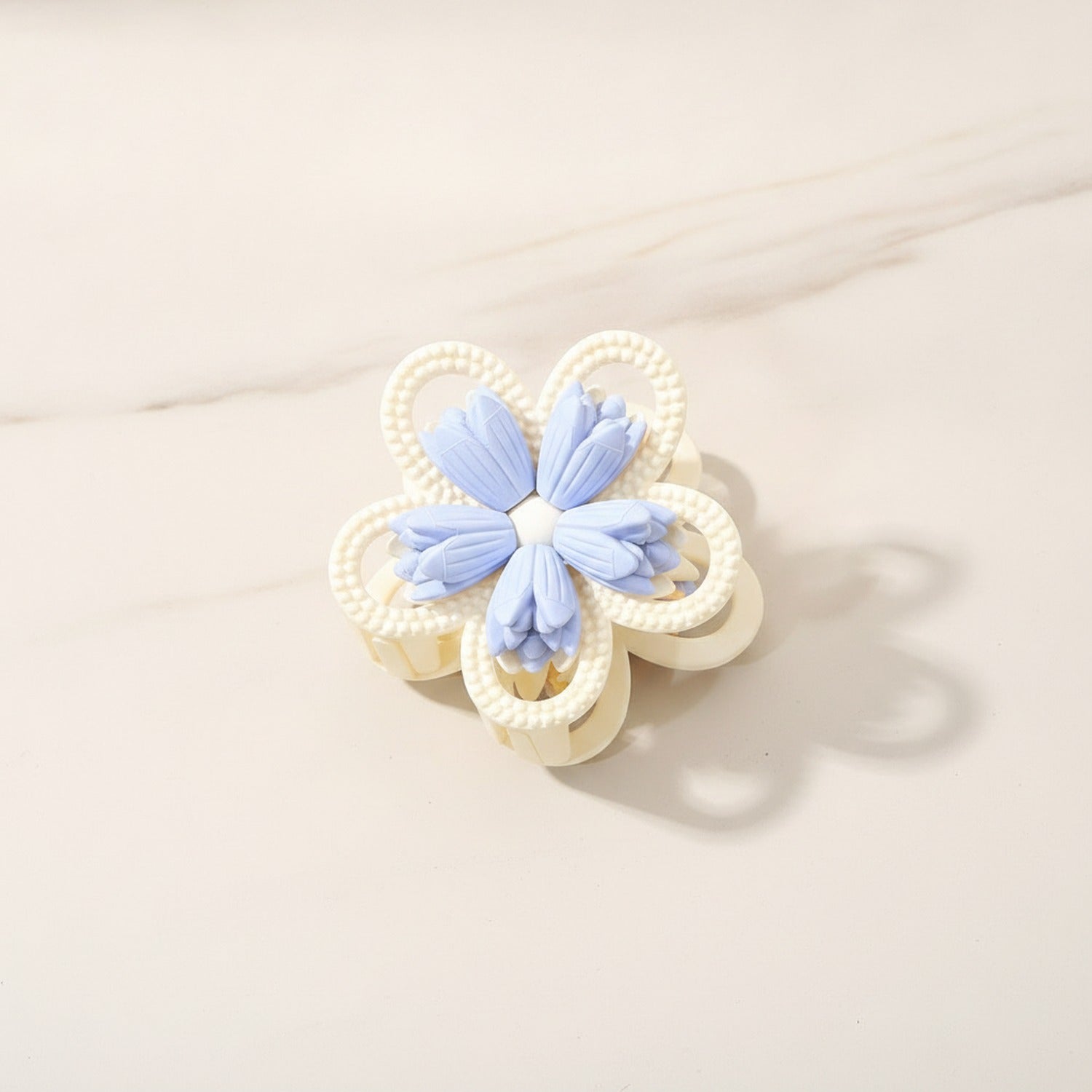 Pearl Beaded Flower Hair Claw - Blue #5