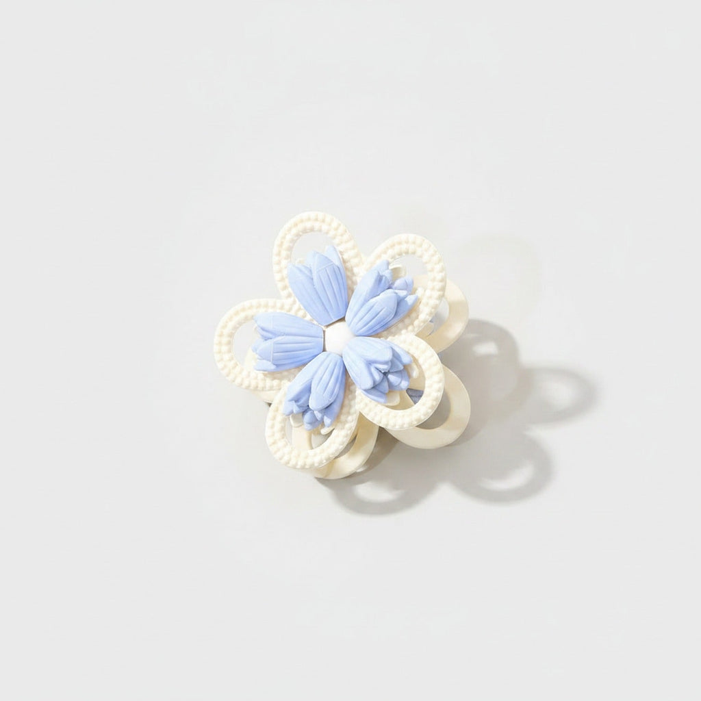 Pearl Beaded Flower Hair Claw - Blue #5
