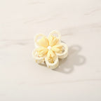 Pearl Beaded Flower Hair Claw - Yellow #3