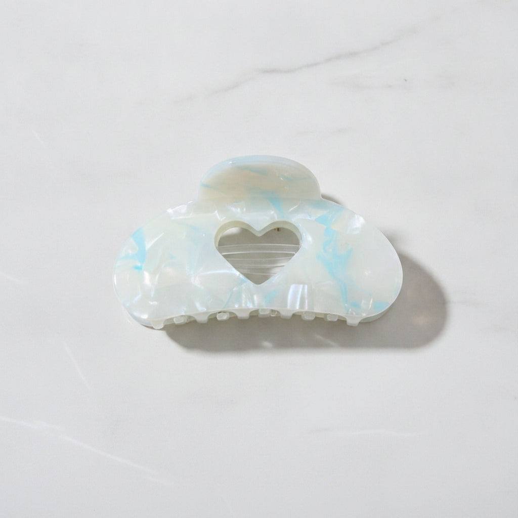 Opalescent Heart Cutout Hair Claw Clip - #3 Mermaid Princess Heart Blue