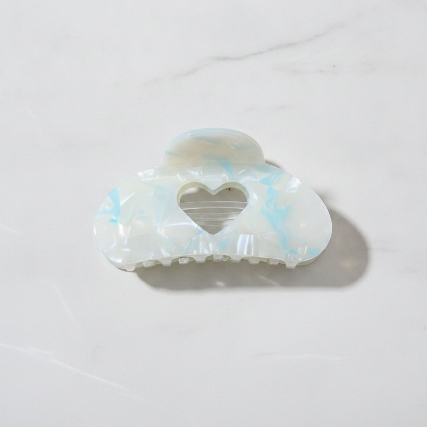 Opalescent Heart Cutout Hair Claw Clip - #3 Mermaid Princess Heart Blue