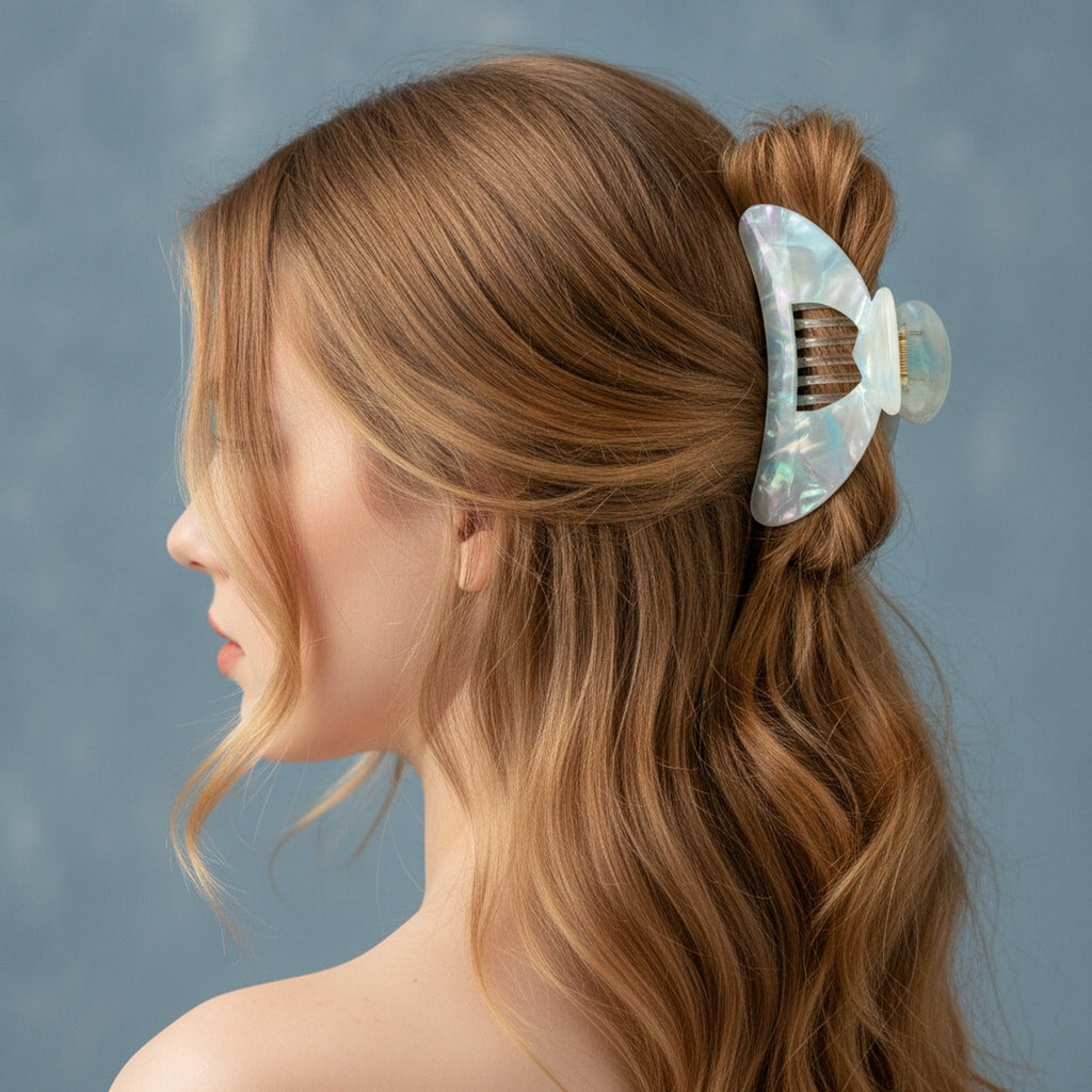 Opalescent Heart Cutout Hair Claw Clip - #3 Mermaid Princess Heart Blue