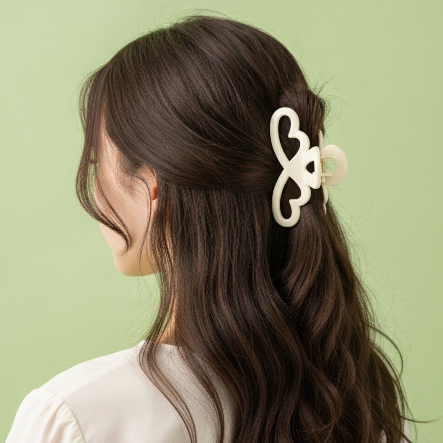 Butterfly Hair Claw Clip - Milk White #1
