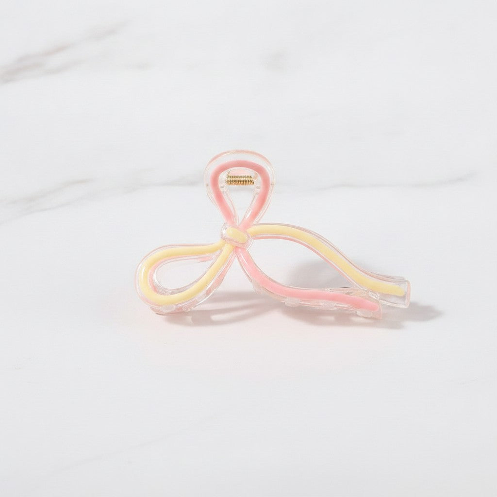 Bow Hair Claw Clip Set - Gradient Pink-Orange #6 – hair accessories (view 2)