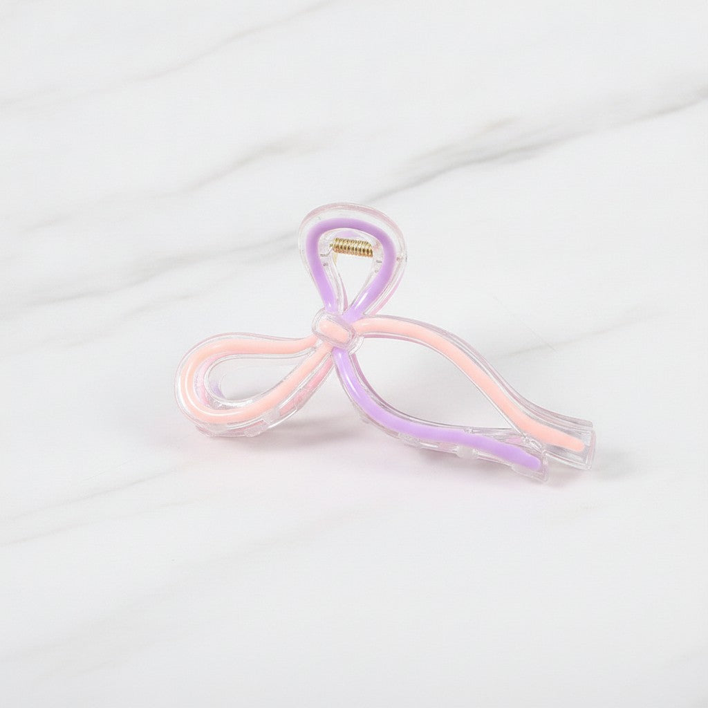 Bow Hair Claw Clip - Ombre Purple Pink