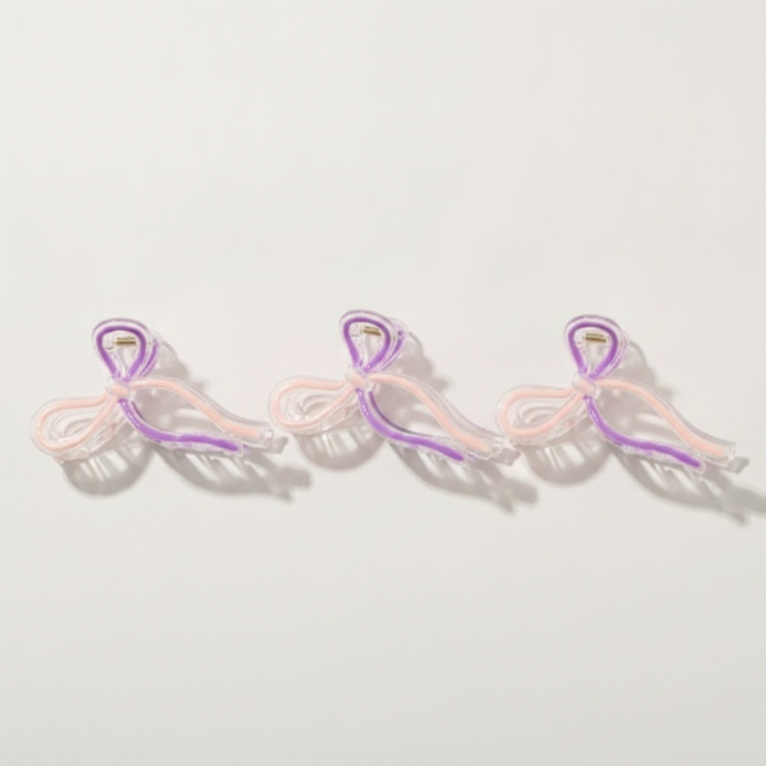 Bow Hair Claw Clip Set - Ombre Purple Pink