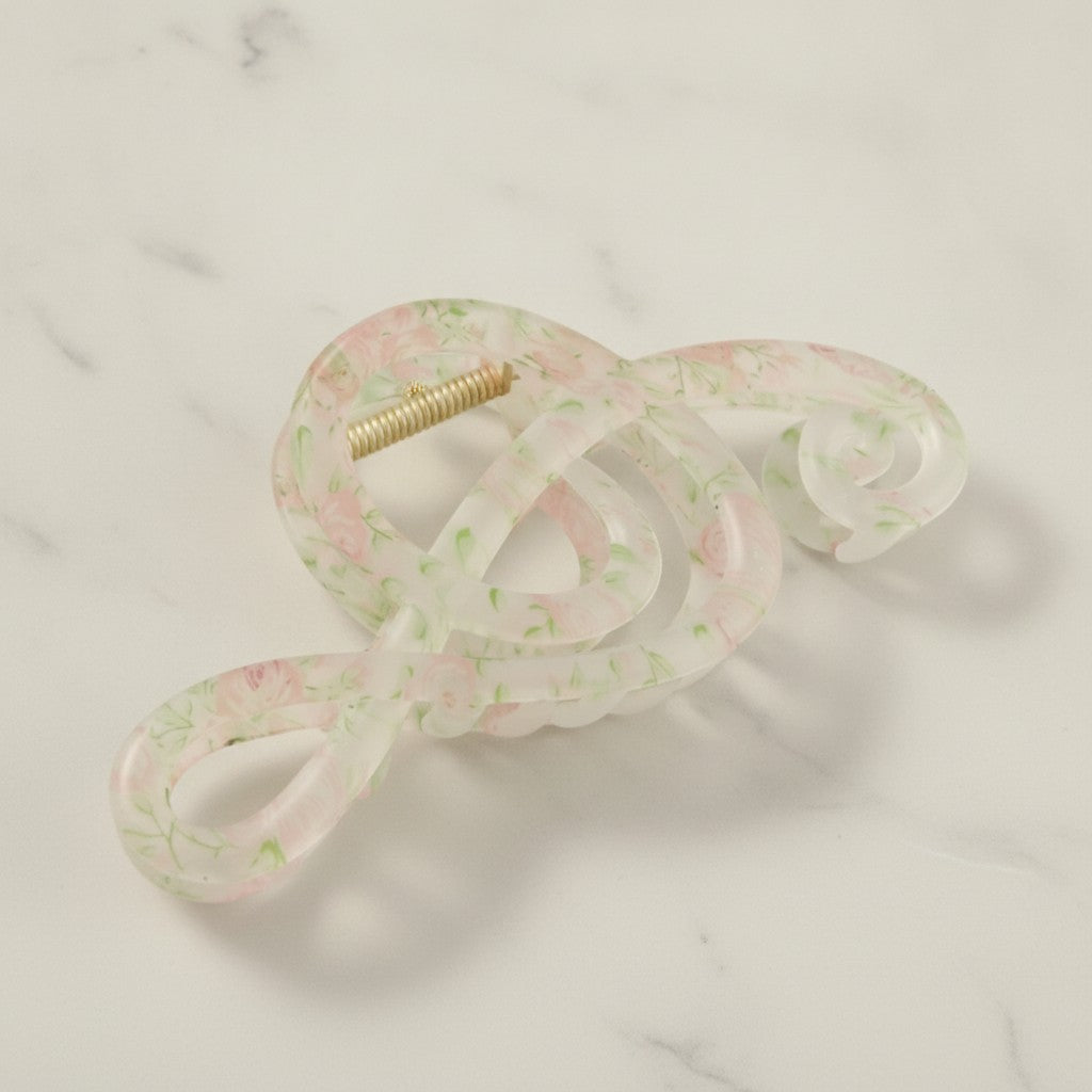 Floral Pink Twisted Hair Claw Clip – hair accessories (view 3)
