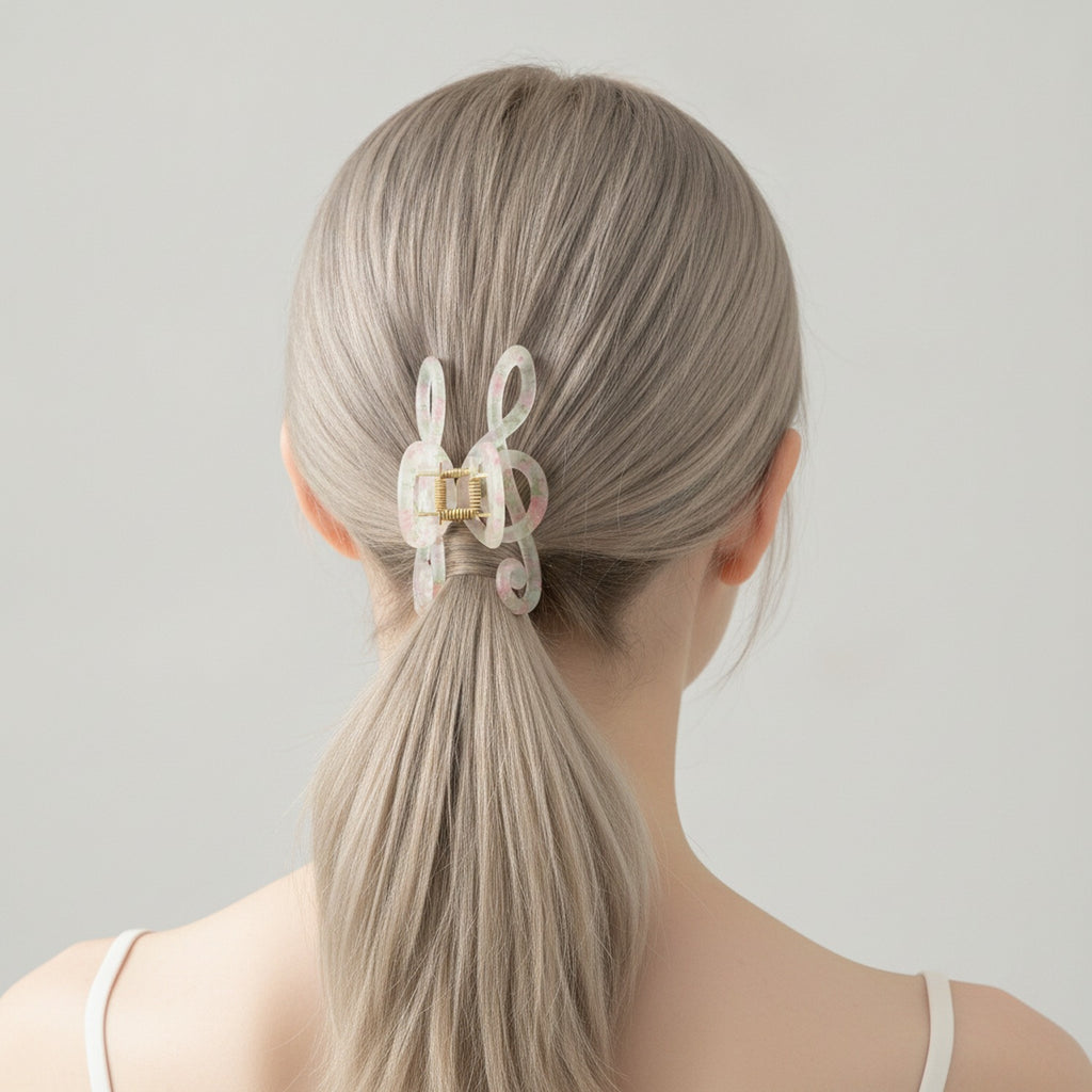 Floral Pink Twisted Hair Claw Clip – hair accessories (view 2)