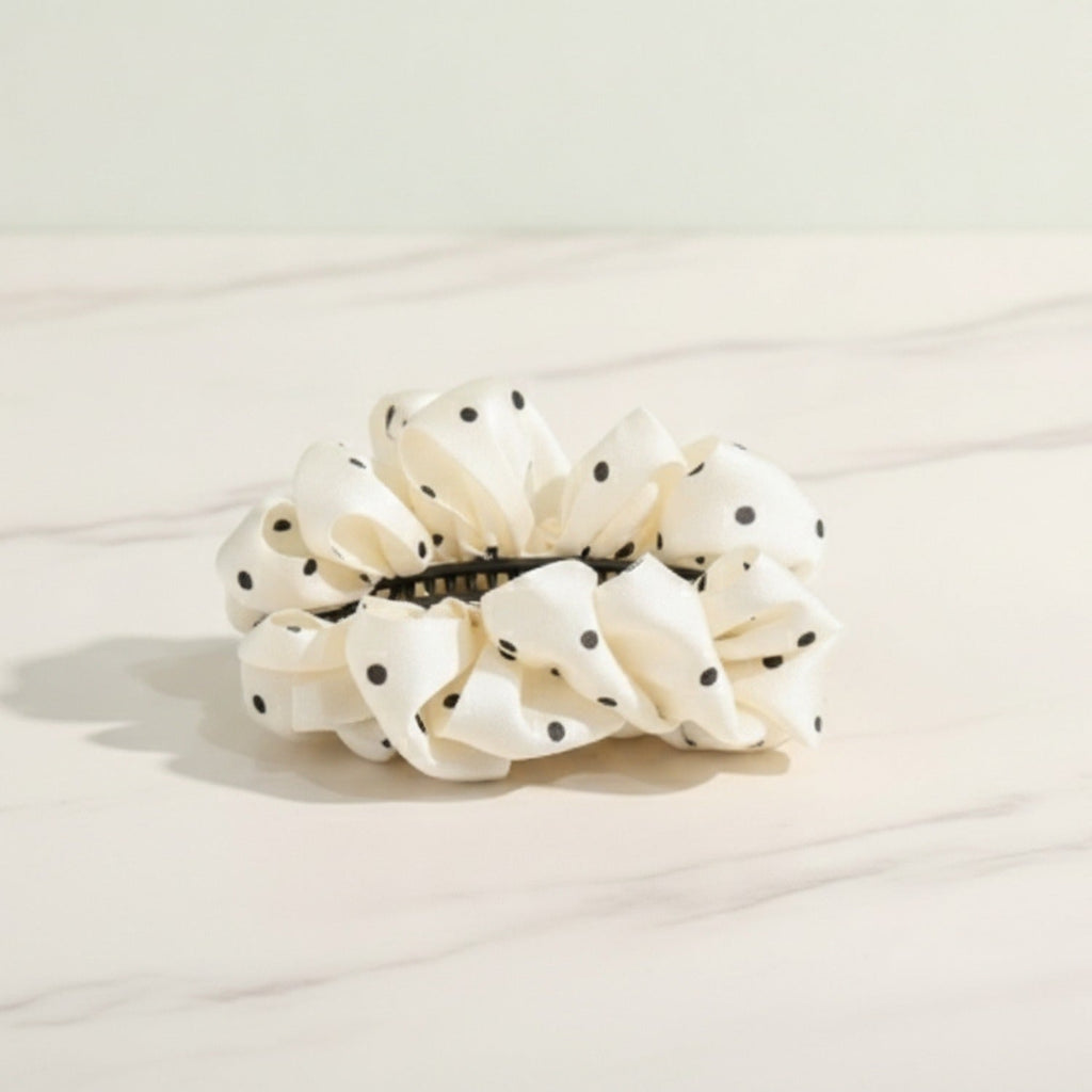 Pearl Hair Claw Clip - Beige Polka Dot #1