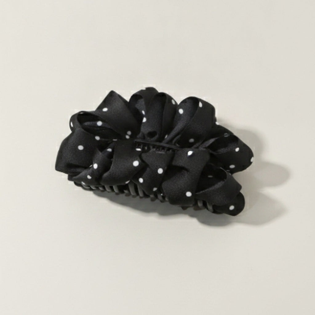 Pearl Hair Claw Clip - Black Polka Dot #2