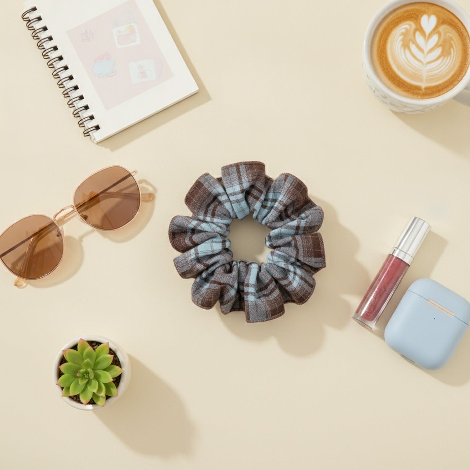 Plaid Hair Claw Clip Scrunchie
