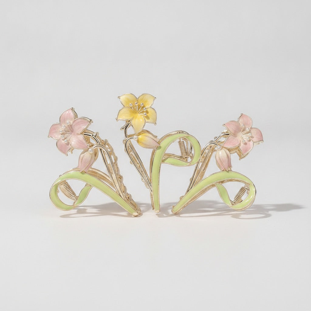 Floral Pearl Hair Claw Clip - Floral – hair accessories (view 1)