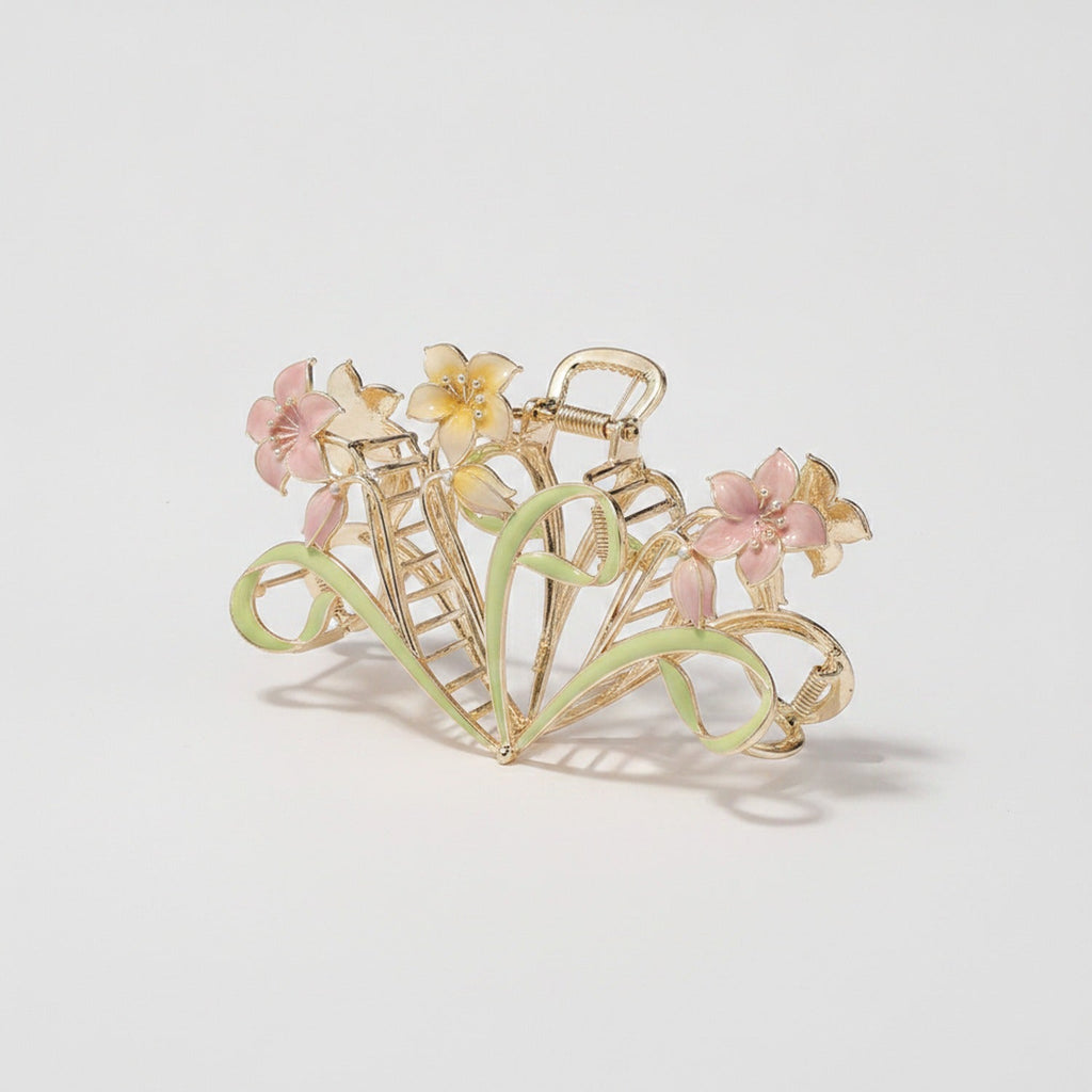 Floral Pearl Hair Claw Clip - Floral