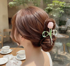 Tulip Pearl Hair Claw Clip - Pink Tulip – hair accessories (view 2)