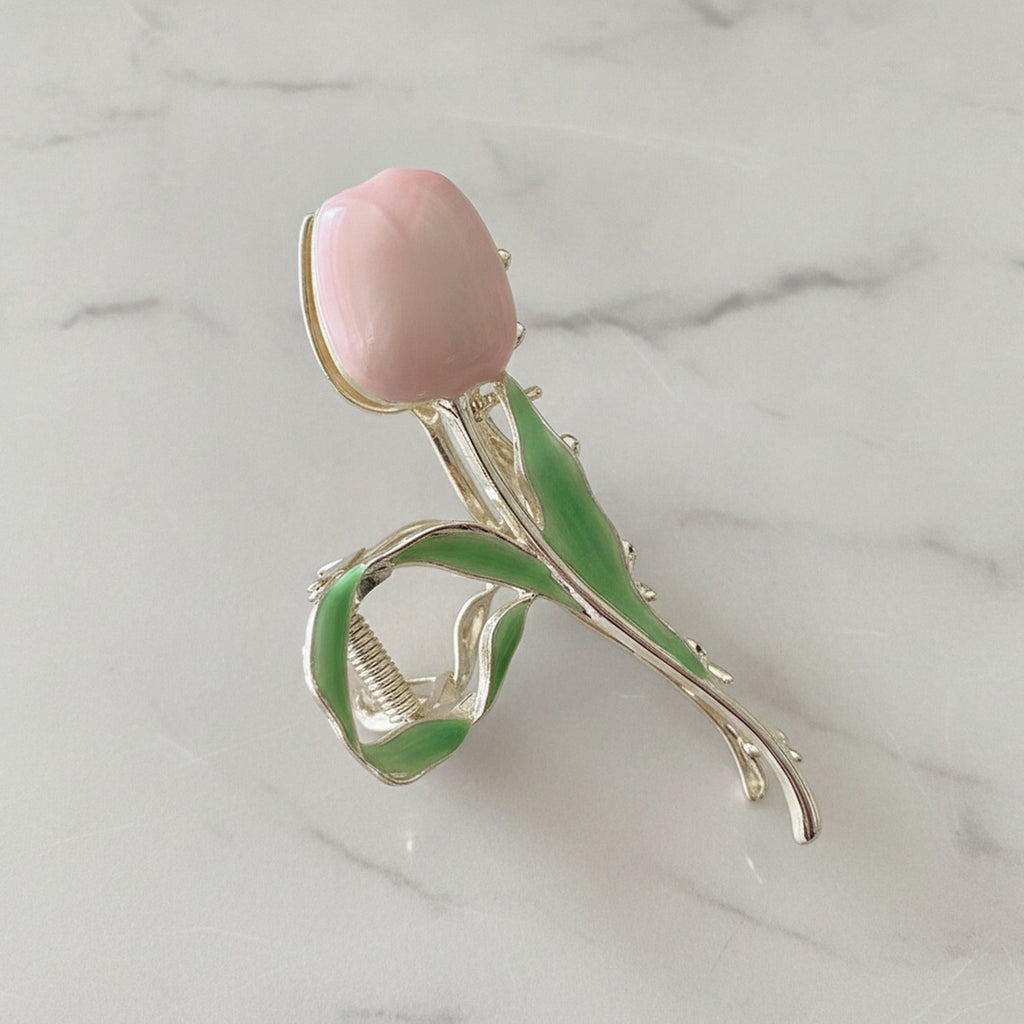 Tulip Pearl Hair Claw Clip - Pink Tulip