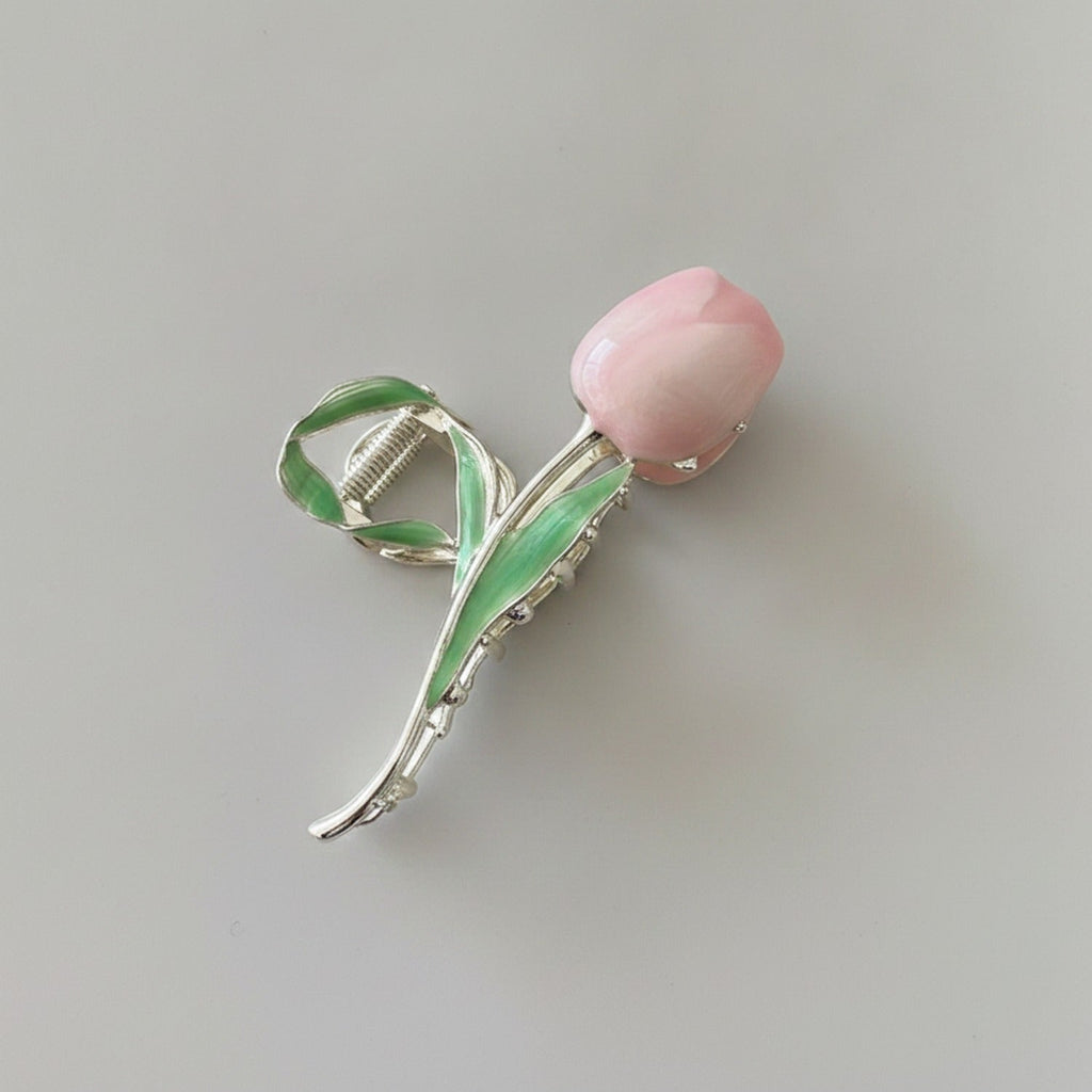 Tulip Pearl Hair Claw Clip - Pink Tulip