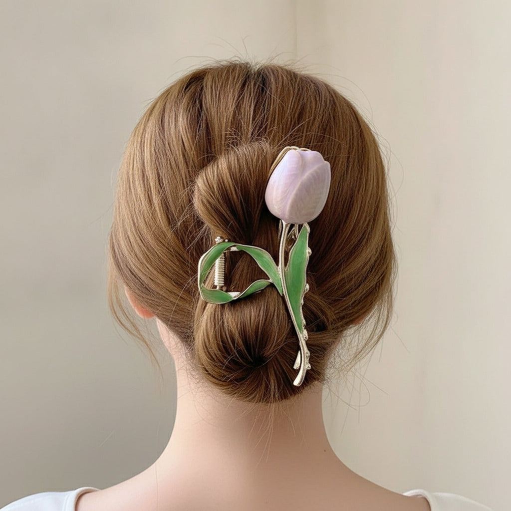Tulip Pearl Hair Claw Clip - Purple Tulip
