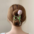 Tulip Pearl Hair Claw Clip - Purple Tulip