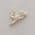 Gold Rhinestone Flower Pearl Hair Claw – hair accessories (view 1)