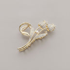Gold Rhinestone Flower Pearl Hair Claw – hair accessories (view 1)