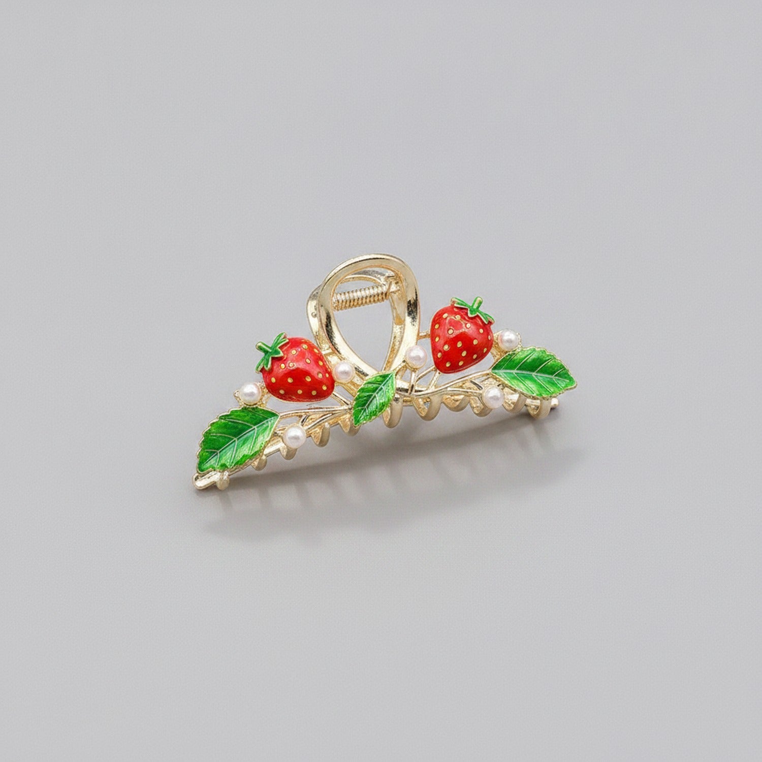 Strawberry Pearl Gold Hair Claw Clip