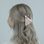Pink Velvet Hair Claw With Gold Charm – hair accessories (view 3)