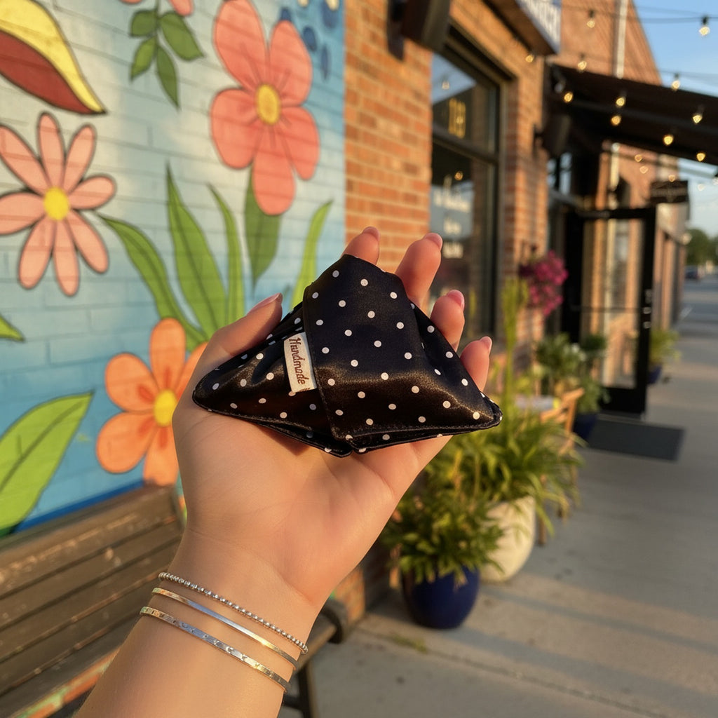 Black Polka Dot Velvet Hair Claw Clip – hair accessories (view 3)