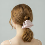 Mauve Polka Dot Velvet Hair Claw – hair accessories (view 3)