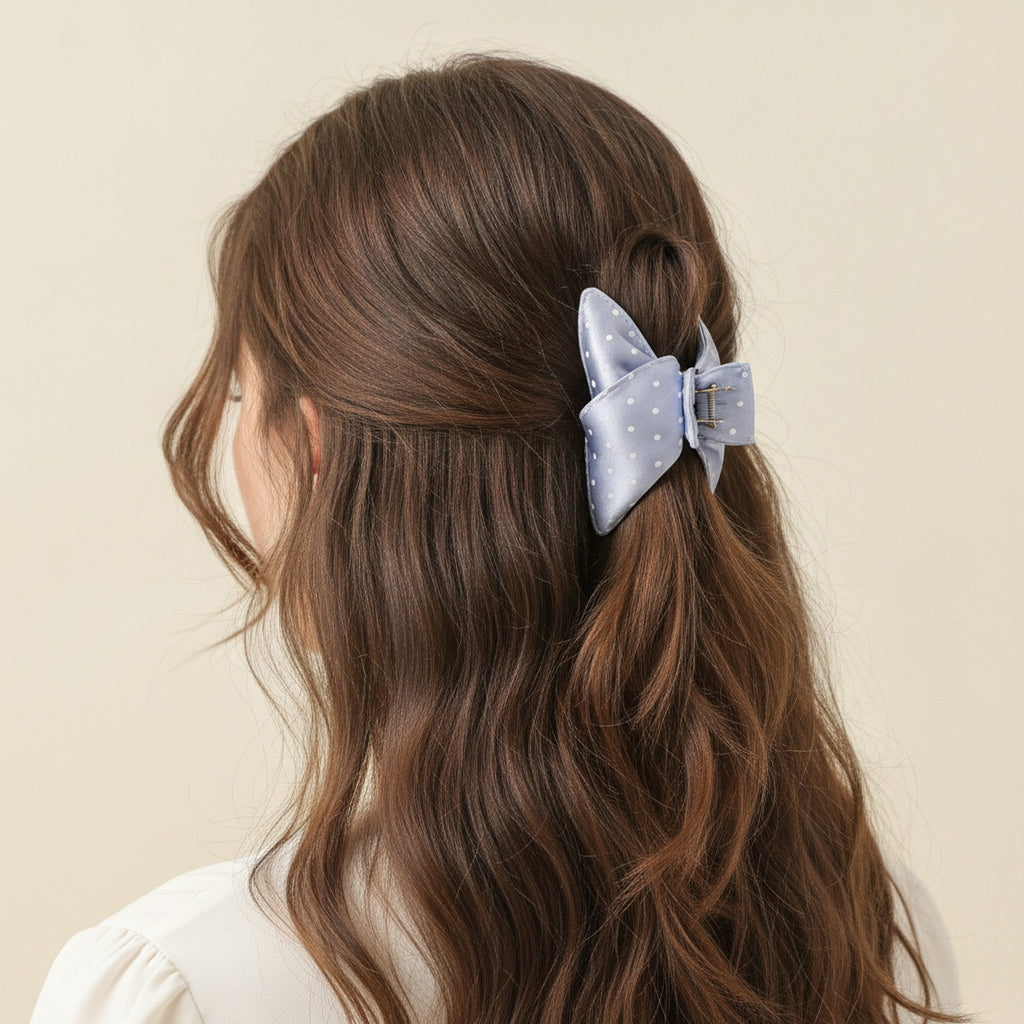 Lavender Polka Dot Hair Claw Clip – hair accessories (view 3)