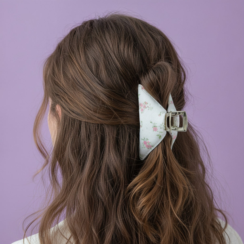 Floral Pink Rose Hair Claw Clip – hair accessories (view 3)