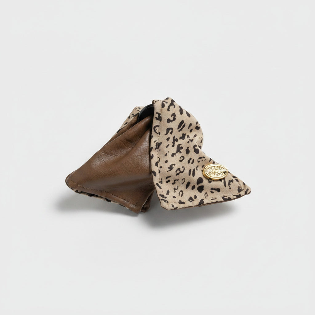 Leopard Print Hair Claw With Gold Charm – hair accessories (view 1)