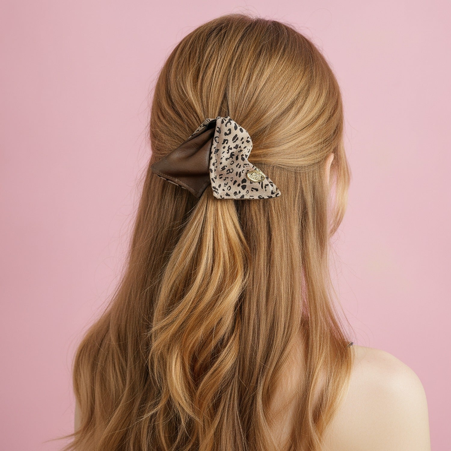 Leopard Print Hair Claw With Gold Charm