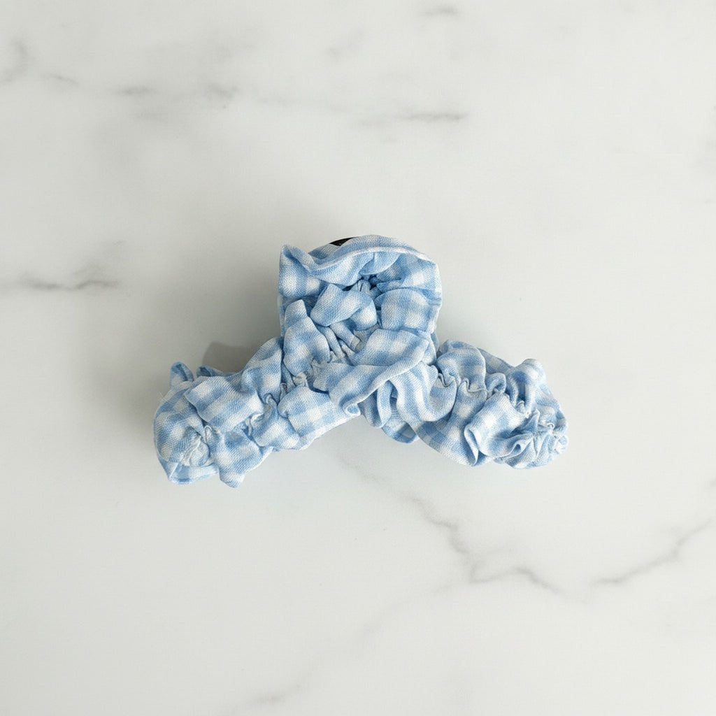 Blue Ruched Fabric Hair Claw Clip – hair accessories (view 2)