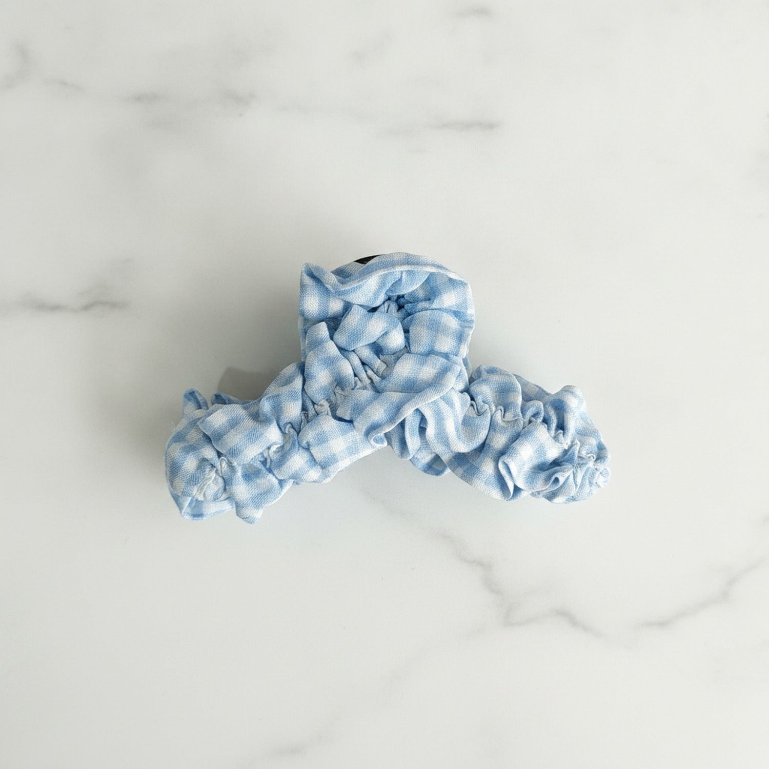 Blue Ruched Fabric Hair Claw Clip