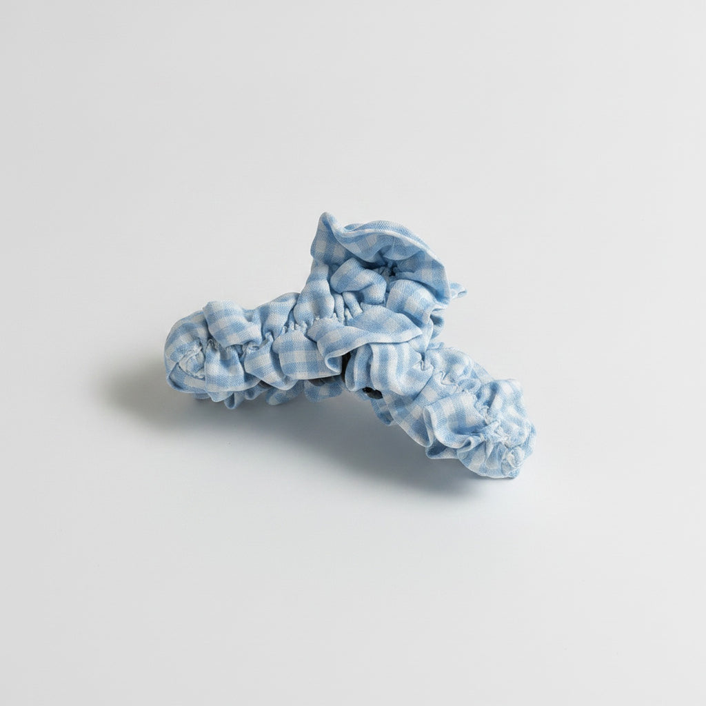Blue Ruched Fabric Hair Claw Clip – hair accessories (view 1)