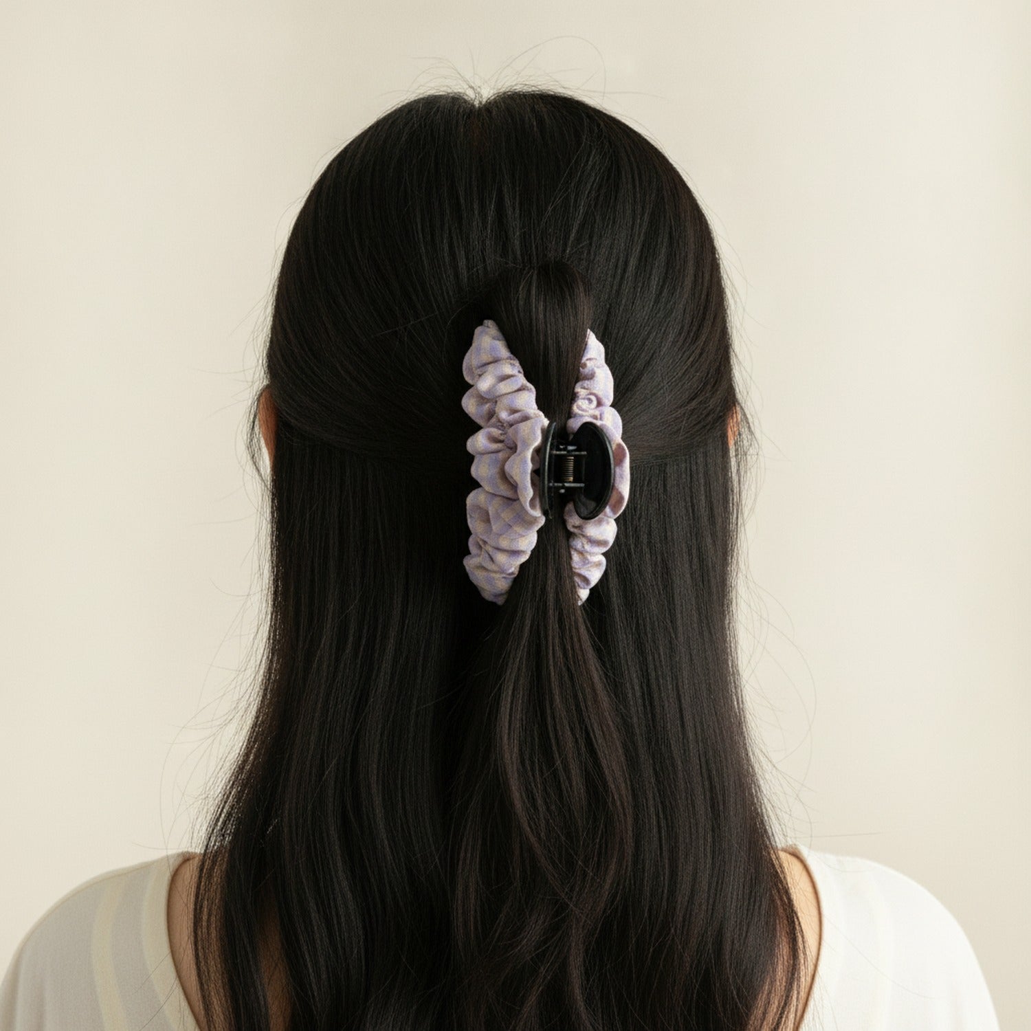 Lavender Ruched Fabric Hair Claw Clip