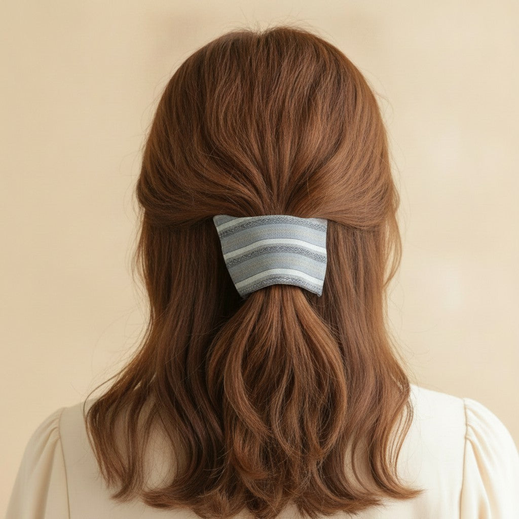 Striped Textured Hair Claw Clip Blue – hair accessories (view 2)