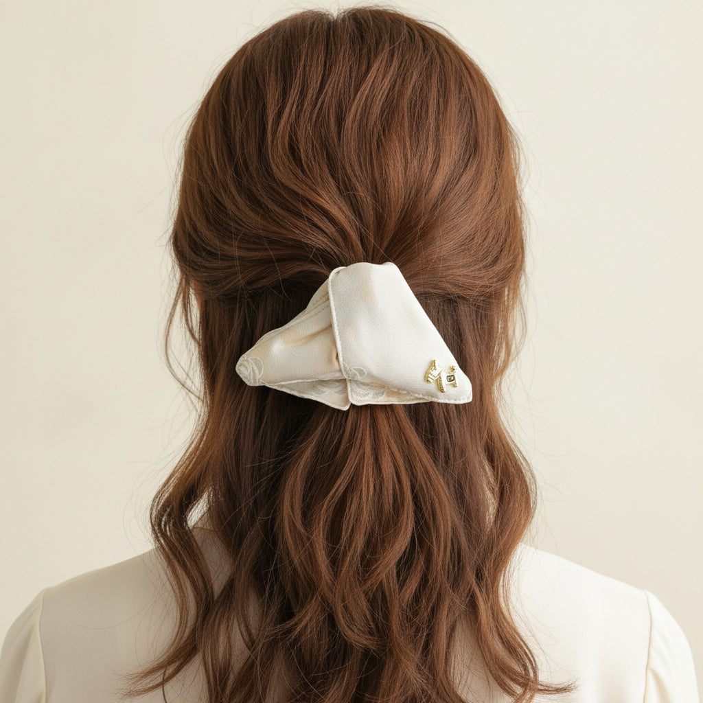 Cream Textured Hair Claw With Gold Butterfly Charm – hair accessories (view 3)