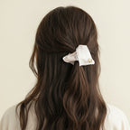 Cream Textured Hair Claw With Gold Charms – hair accessories (view 3)