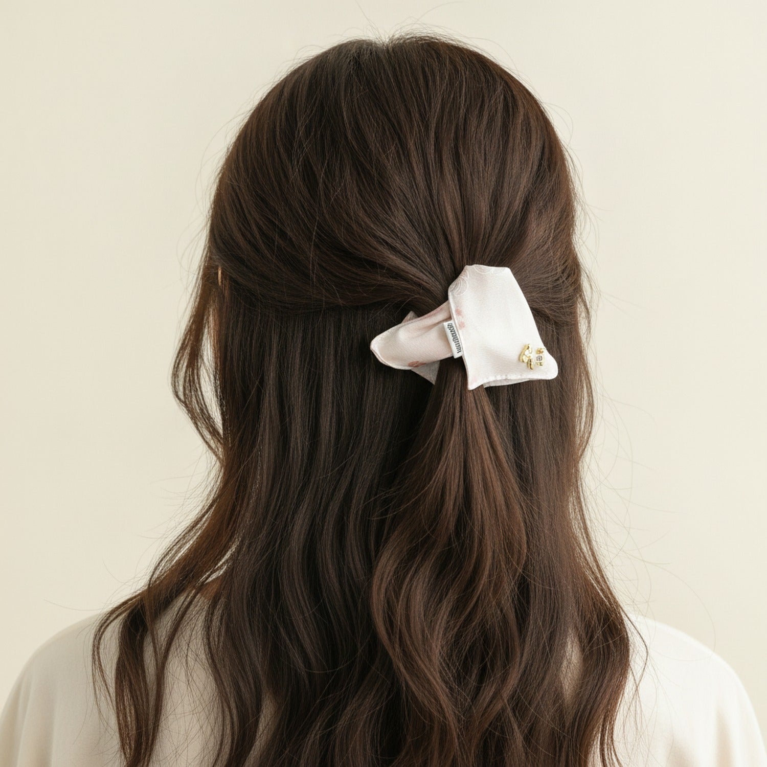 Cream Textured Hair Claw With Gold Charms