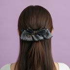 Plaid Hair Claw With Black Bow – hair accessories (view 2)