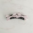 Pink Striped Ribbon Bow Hair Claw Clip – hair accessories (view 2)