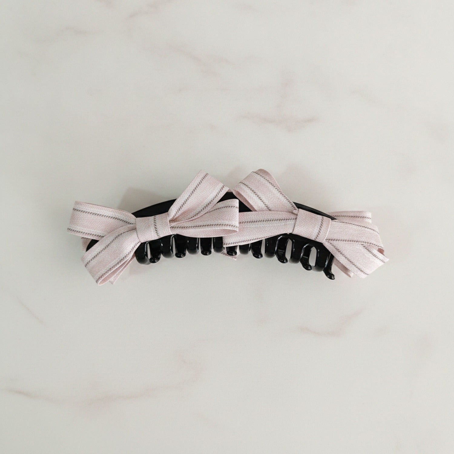 Pink Striped Ribbon Bow Hair Claw Clip