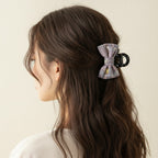 Plaid Hair Claw Clip With Gold Charm – hair accessories (view 3)