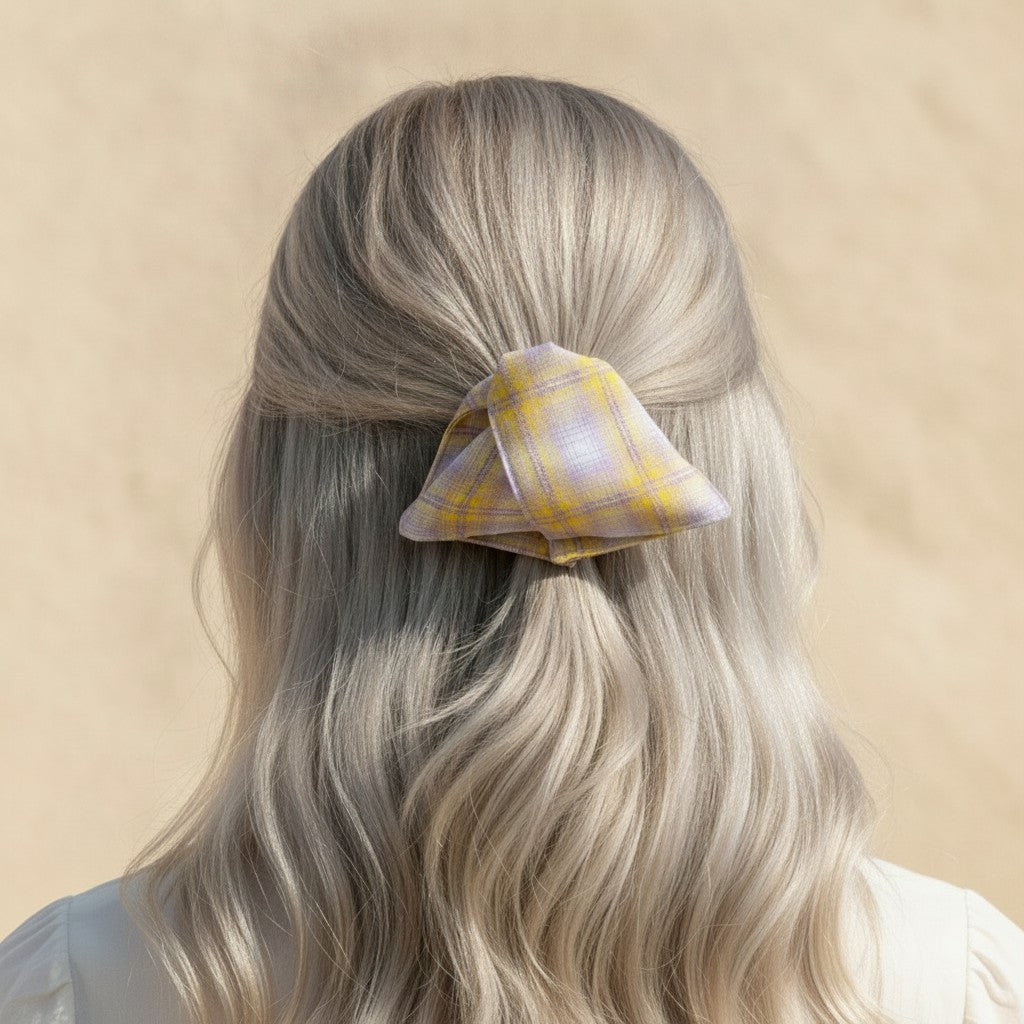 Yellow Plaid Textured Hair Claw Clip – hair accessories (view 2)