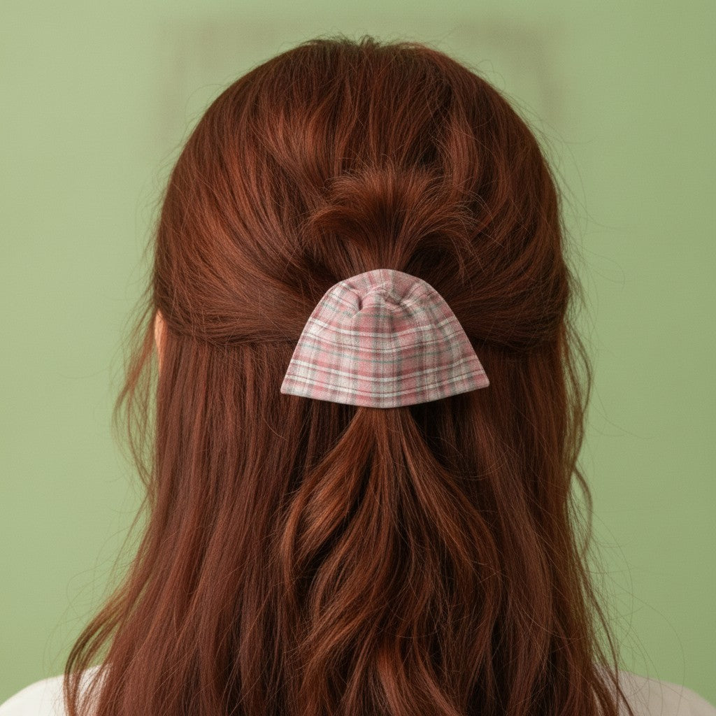 Plaid Hair Claw Clip Pink Green – hair accessories (view 3)